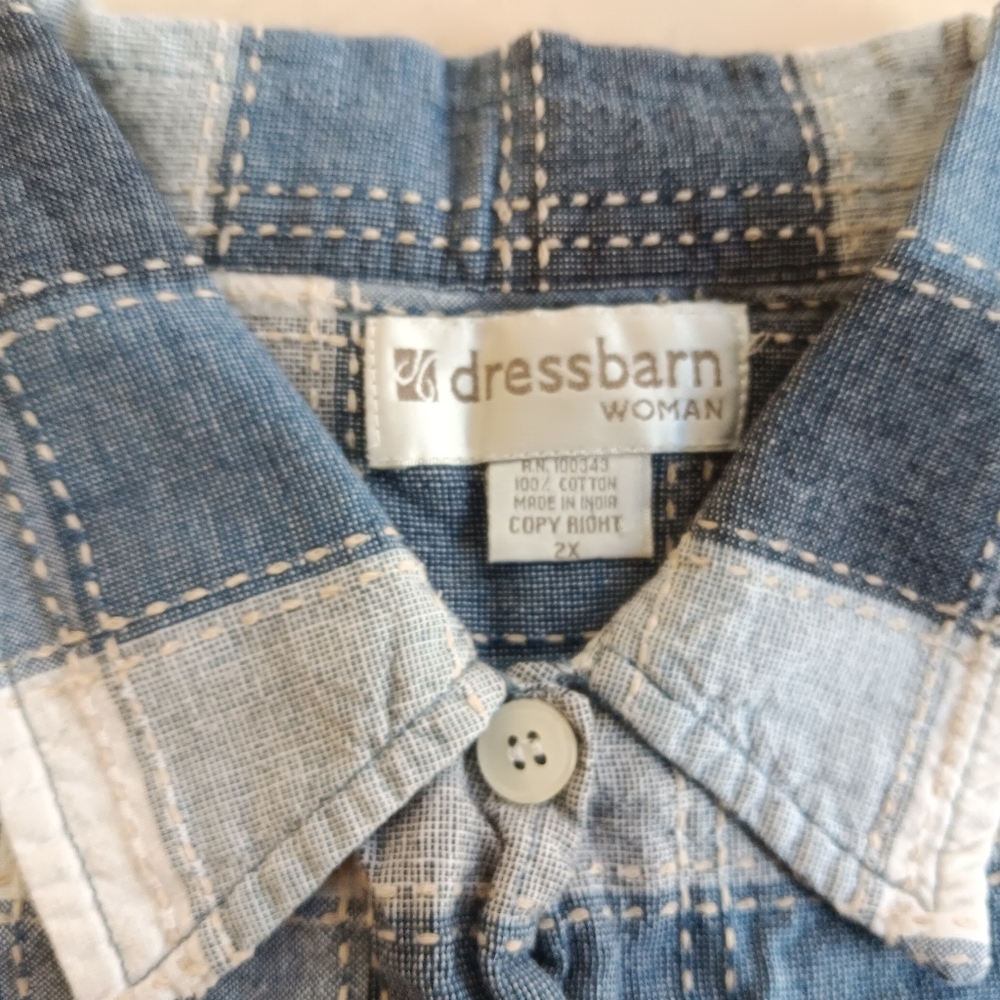 Dressbarn - Embroidered Patchwork Short-Sleeve Bu… - image 4